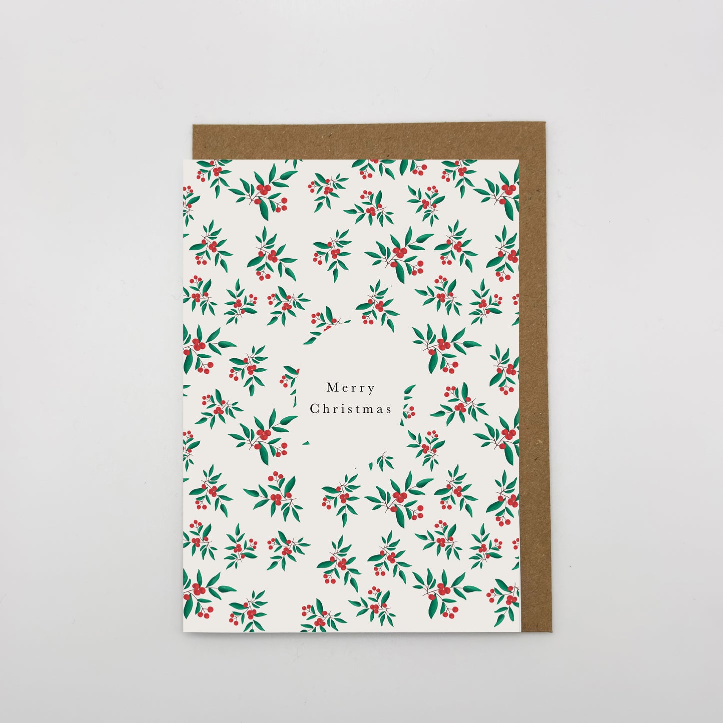 GC205 Merry Christmas card | Holly illustration