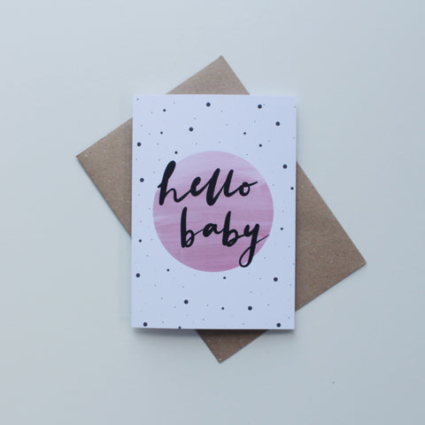 Hello baby pink card