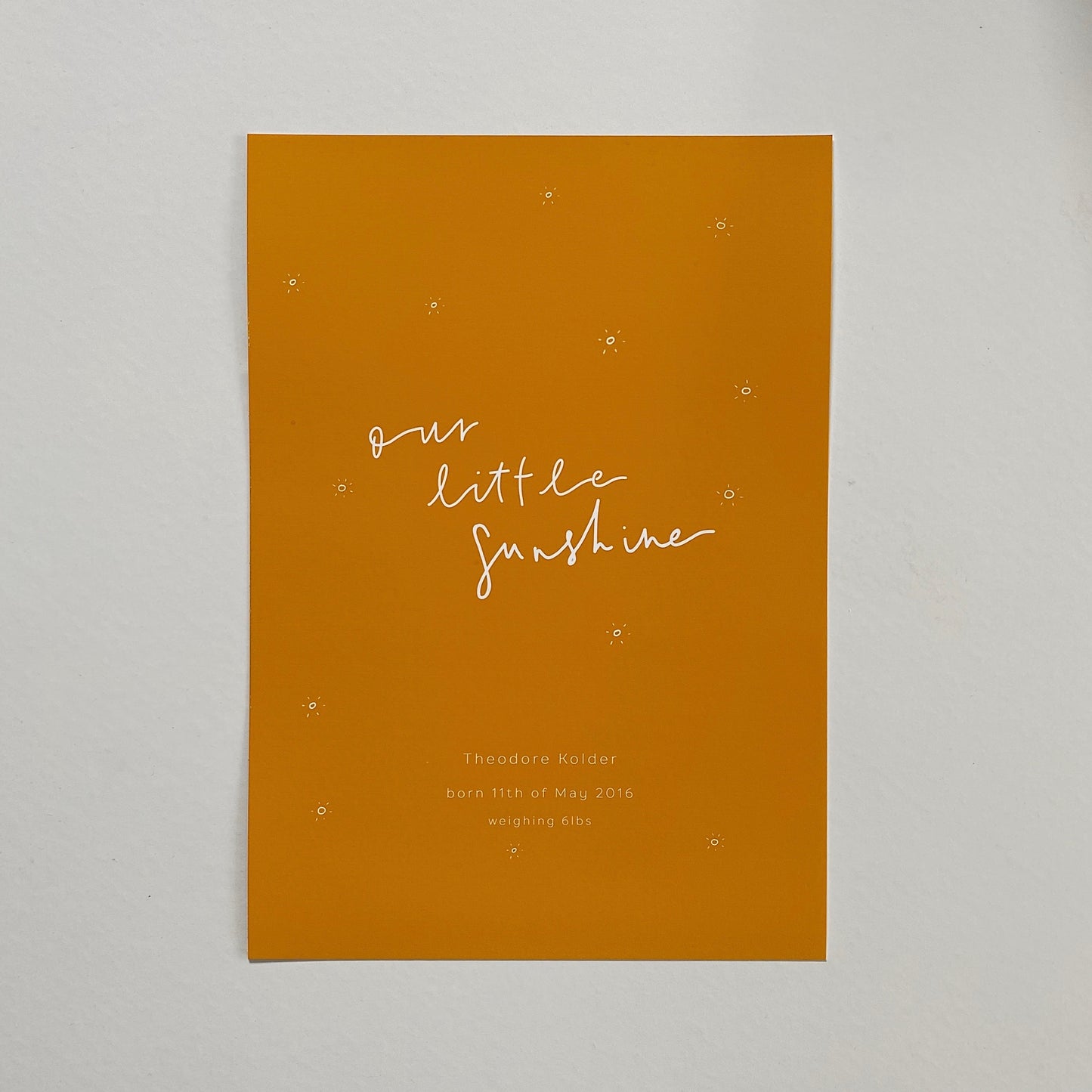 Our Little Sunshine custom baby print