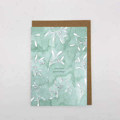 Seasons Greetings Christmas card  |  Watercolour card