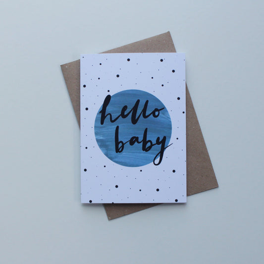 Hello baby blue card