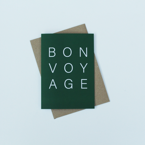 A modern typographic Bon Voyage card